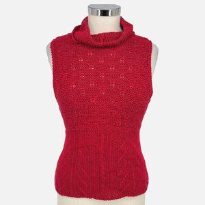 BCBG Nordstrom Vintage Sleeveless Knit Cowl Neck Sweater Red Size Medium